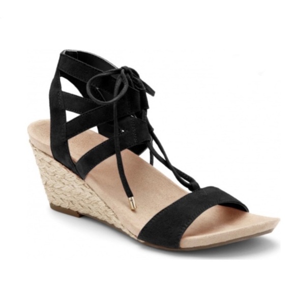 Like New Vionic - Tansy Lace Up Wedges - size 6.5 - Black - Picture 1 of 4